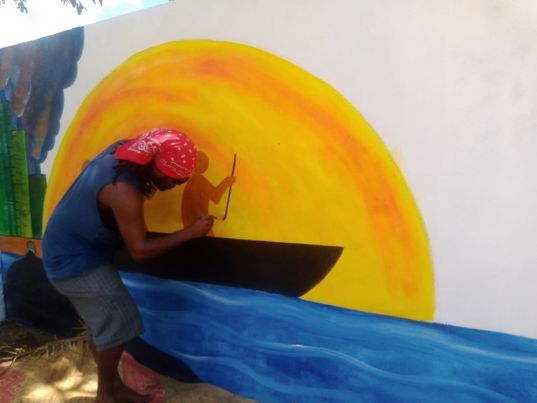 Our Ocean Our Identity: Vanuatu mural in progress, 2021