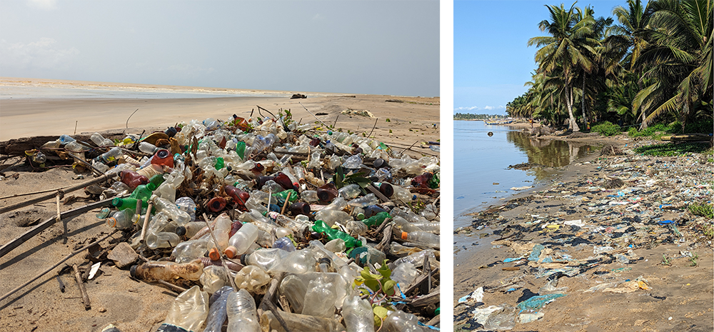 Plastic pollution around the mangrove community in Narkwa Ghana, Africa. Photo- Geslaine R L Gonçalves